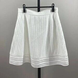 NEW J Crew Skirt Womens 4 petite white eyelet stripe preppy classic